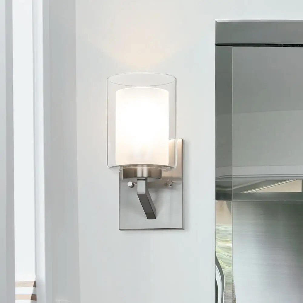 US Instock Indoor Nickel Glass Bathroom Wall Lights Modern Wall Lamp Bedroom Led Corridor Lights for Home Living Room Staircase
