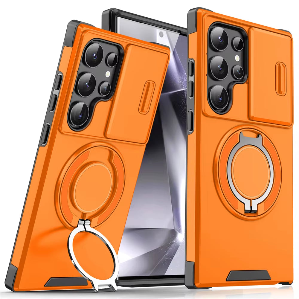 Slide Camera Protection Magnetic Stand Phone Case for Samsung S25 Edge S24 S23 plus S21 S22 Ultra FE A54 A15 A14 A05 A05S Cover