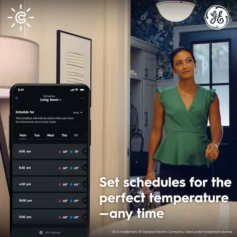 Black Smart Compatible Thermostat with Wi-Fi Compatibility