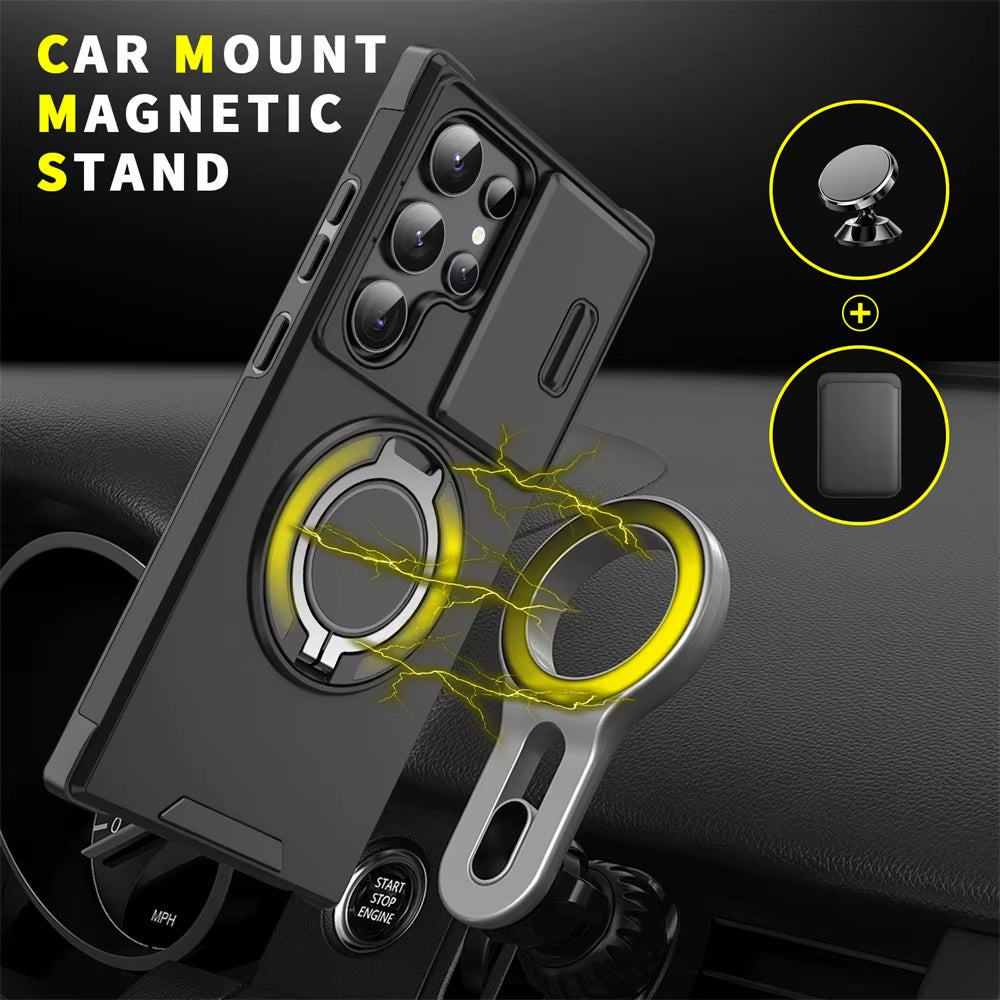 Slide Camera Protection Magnetic Stand Phone Case for Samsung S25 Edge S24 S23 plus S21 S22 Ultra FE A54 A15 A14 A05 A05S Cover