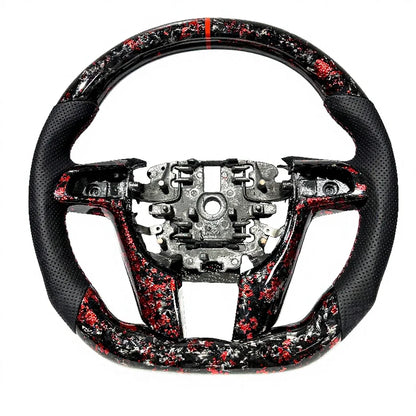 In-stock at U.S. Warehouse Red Forged Carbon Fiber Perforated Leather Sports Steering Wheel Suitable for Holden G8 VE.