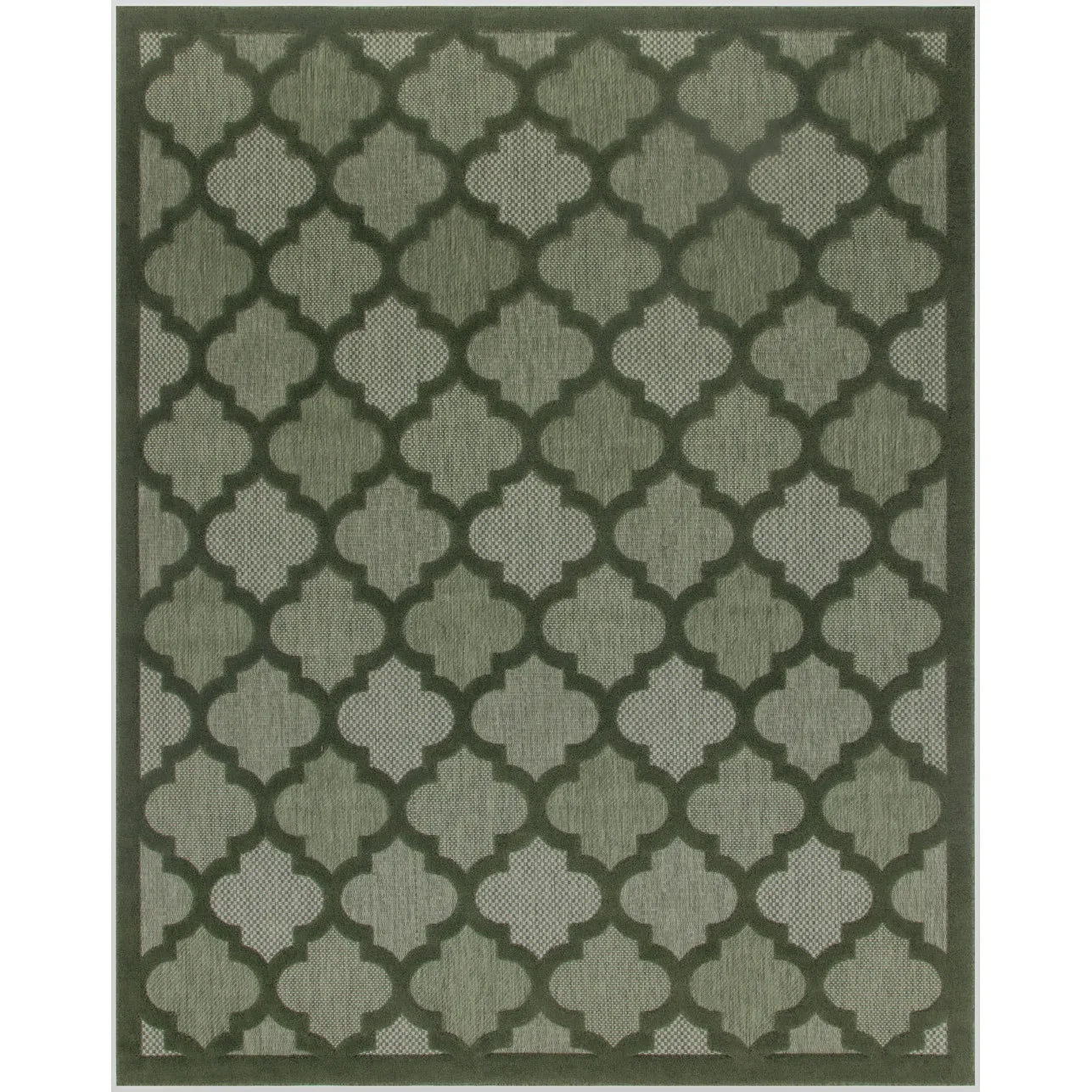 HMS 8' X 10' Dark Green and Light Green Trellis Indoor/Outdoor Area Rug