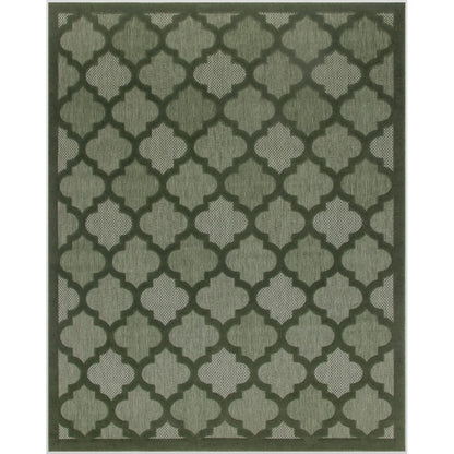 HMS 8' X 10' Dark Green and Light Green Trellis Indoor/Outdoor Area Rug