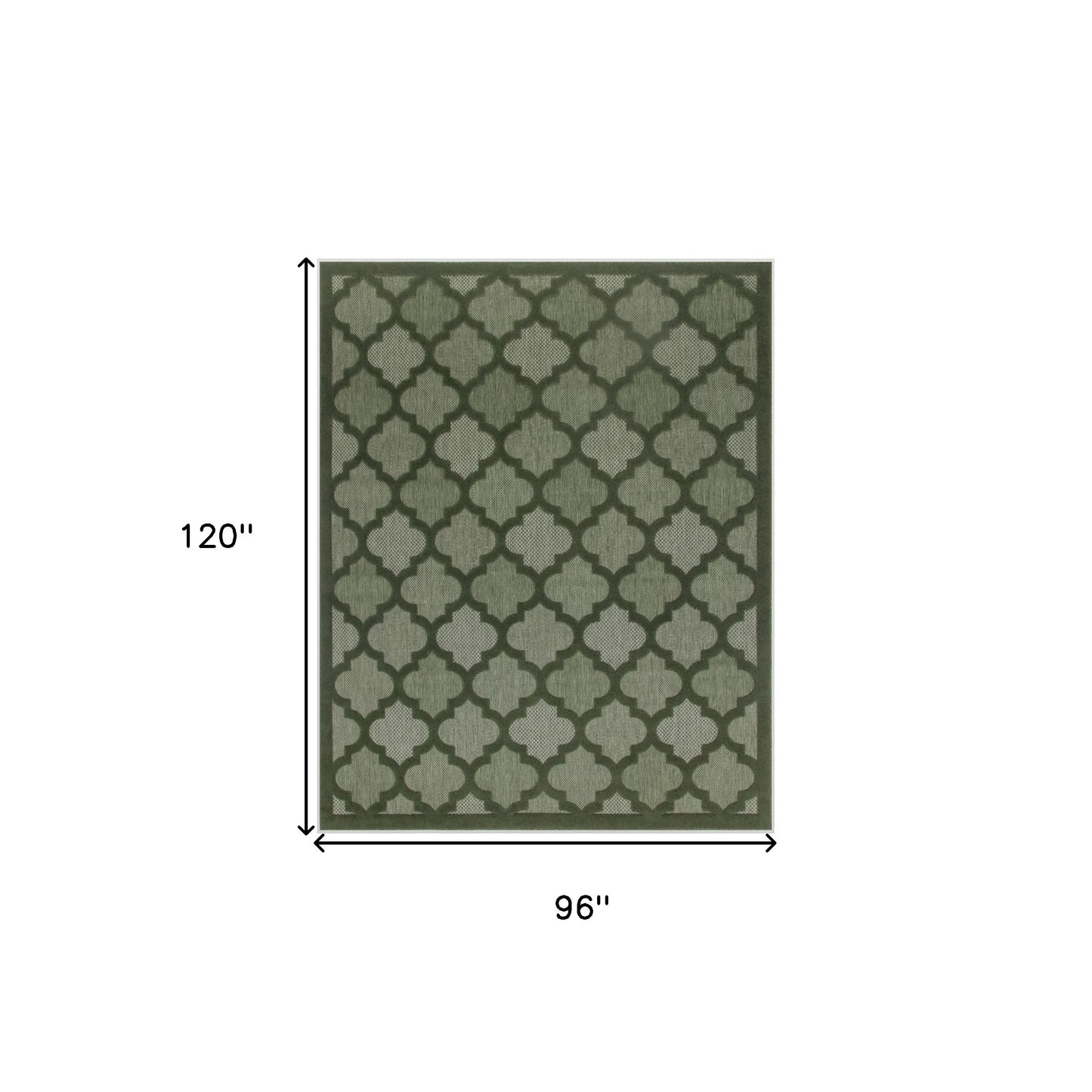 HMS 8' X 10' Dark Green and Light Green Trellis Indoor/Outdoor Area Rug