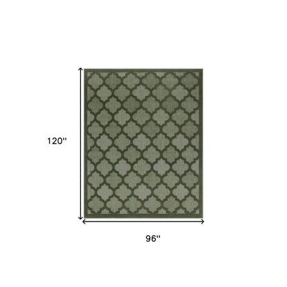 HMS 8' X 10' Dark Green and Light Green Trellis Indoor/Outdoor Area Rug