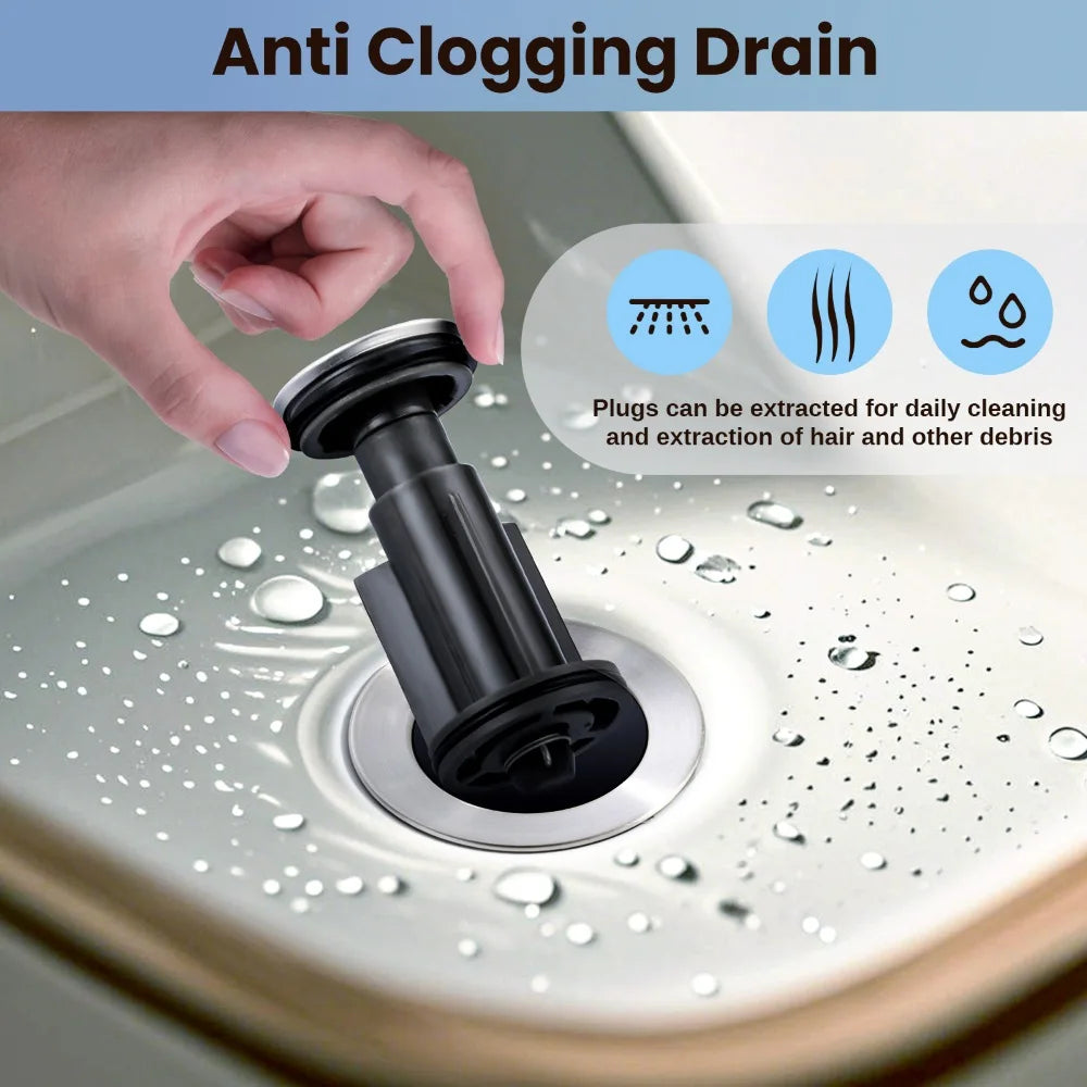 Bathroom Sink Drain with Overflow Vessel Sink Stopper, Lavatory Vanity Vessel Sink Drain Assembly, Brushed Nickel Pop up Drain
