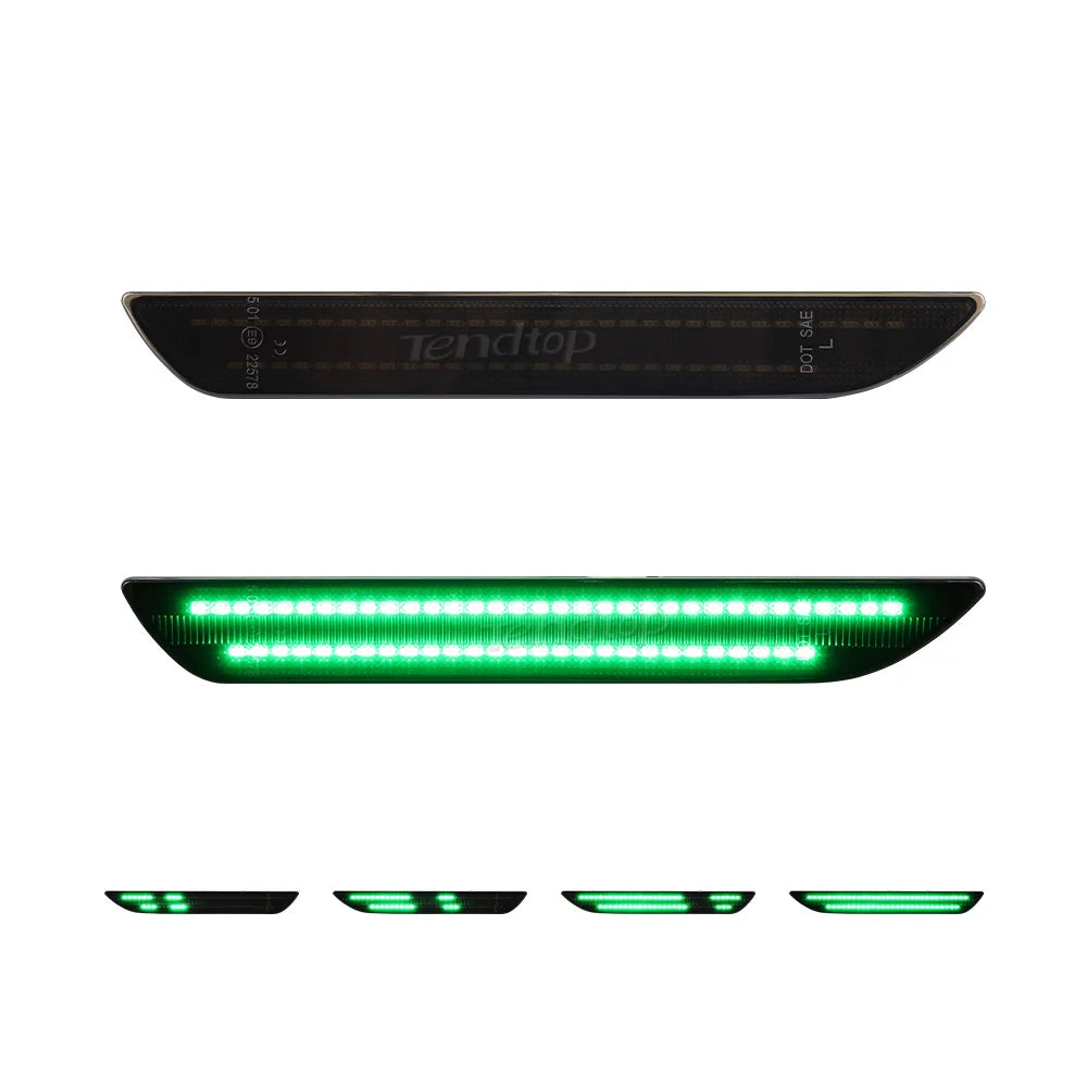 2pcs Smoked Green LED Car Rear Bumper Turn Signal Side Marker Light for Ford Mustang2015 2016 2017 2018 2019 2020 2021 2022 2023