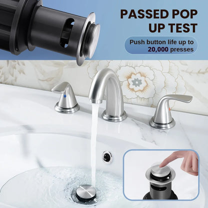 Bathroom Sink Drain with Overflow Vessel Sink Stopper, Lavatory Vanity Vessel Sink Drain Assembly, Brushed Nickel Pop up Drain
