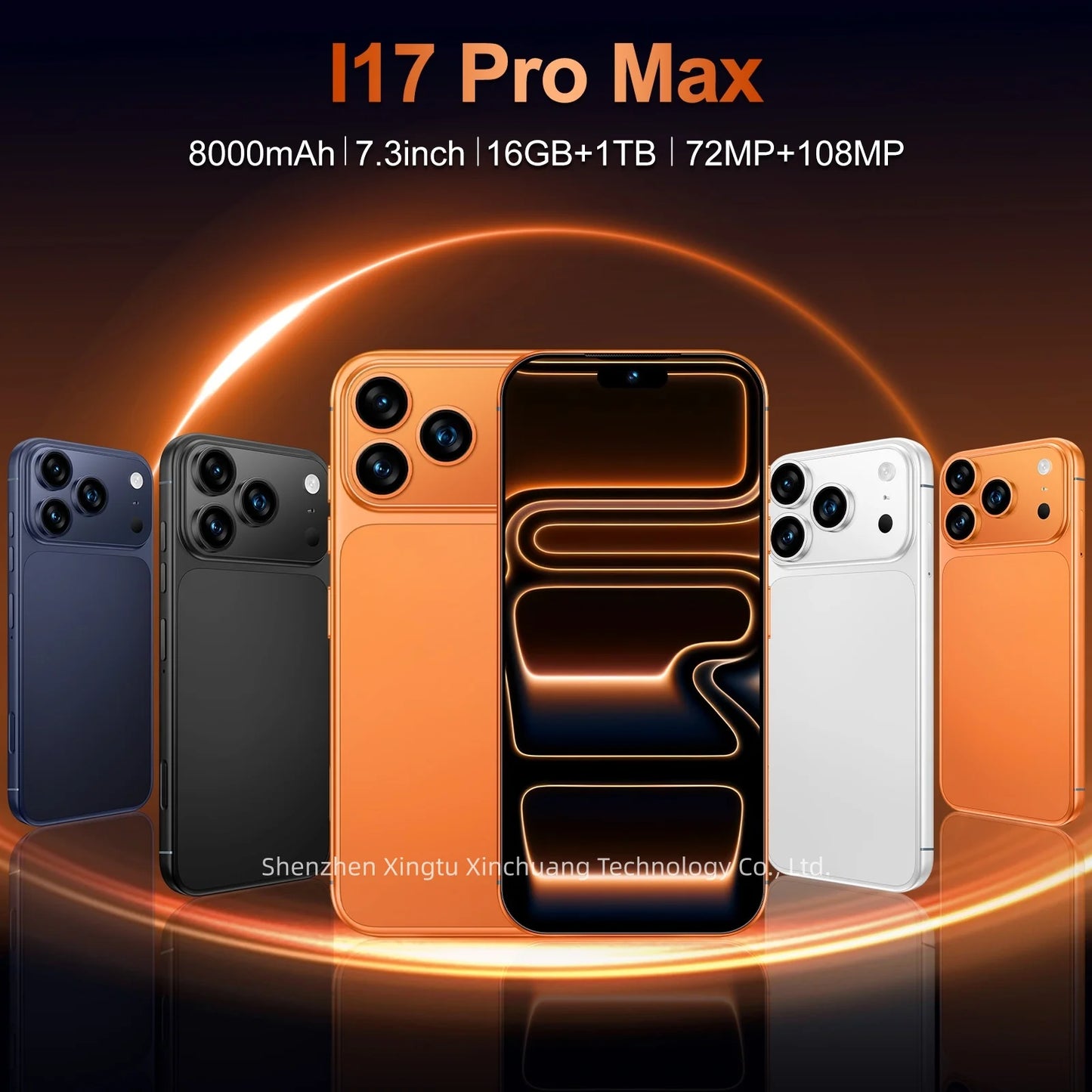 I17 ProMax 5g Smartphone Beautiful Selfie Camera 7.3-Inch HD Deca Core High-Performance 90Hz 108MP French Visual Feast
