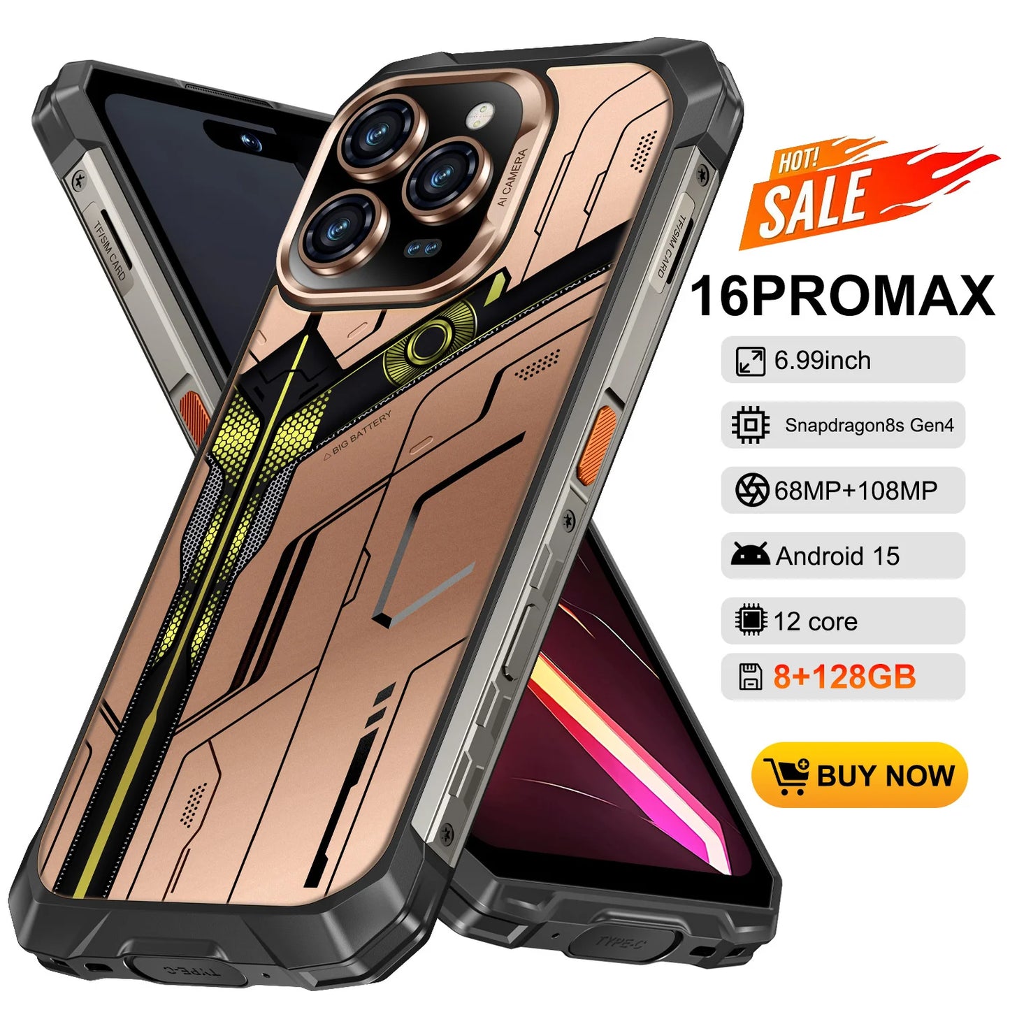 2025 New All Weather Mobile Phone With 5G Support Outdoor Use 6.99-Inch OLED Display Water and Drop Resistant 108MP Camera