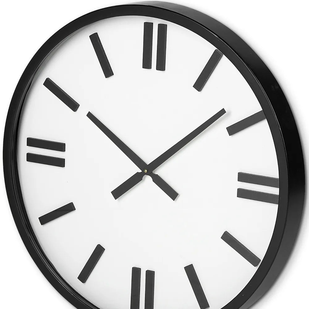 HMS 24\" Modern Decorative Wall Clock Large Display Round White Face with Non-Numerical 3D Numbers