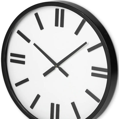 HMS 24\" Modern Decorative Wall Clock Large Display Round White Face with Non-Numerical 3D Numbers