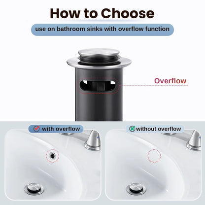 Bathroom Sink Drain with Overflow Vessel Sink Stopper, Lavatory Vanity Vessel Sink Drain Assembly, Brushed Nickel Pop up Drain