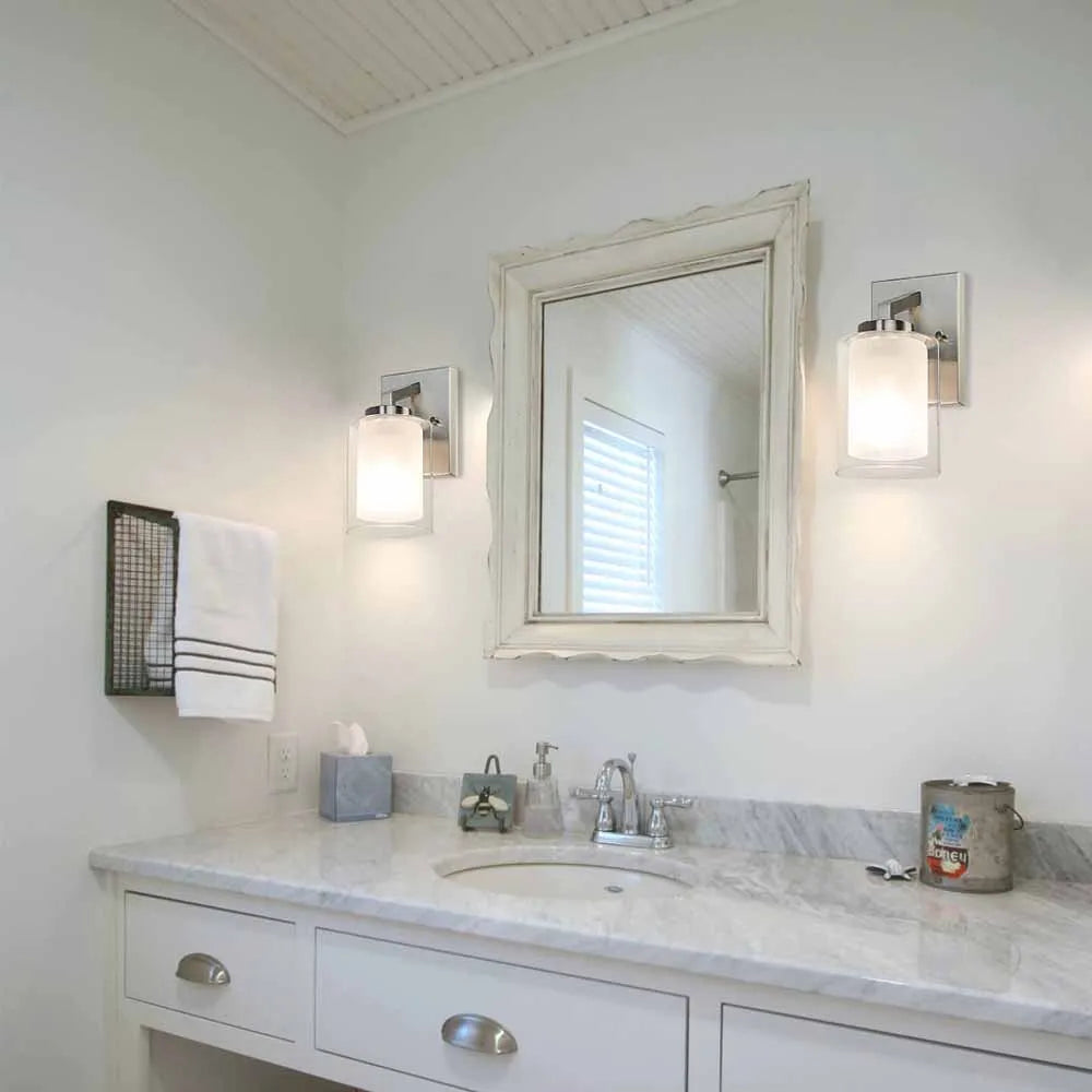 US Instock Indoor Nickel Glass Bathroom Wall Lights Modern Wall Lamp Bedroom Led Corridor Lights for Home Living Room Staircase
