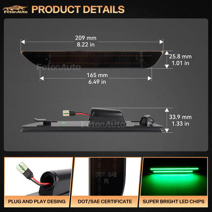 2pcs Smoked Green LED Car Rear Bumper Turn Signal Side Marker Light for Ford Mustang2015 2016 2017 2018 2019 2020 2021 2022 2023