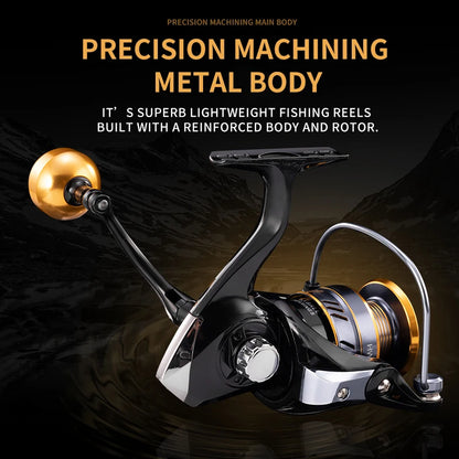 Rooblinos HM 5.2:1 Hand Spinning Reel Aluminium Hand Wheel Plastic Body Anti-Reverse System Interchangeable River/Stream