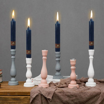 9 Inch Pillar Candle Candlesticks Unscented Dripless Dark Blue Tapered Candle Set for Halloween Thanksgiving Home Decor, 4 Pack