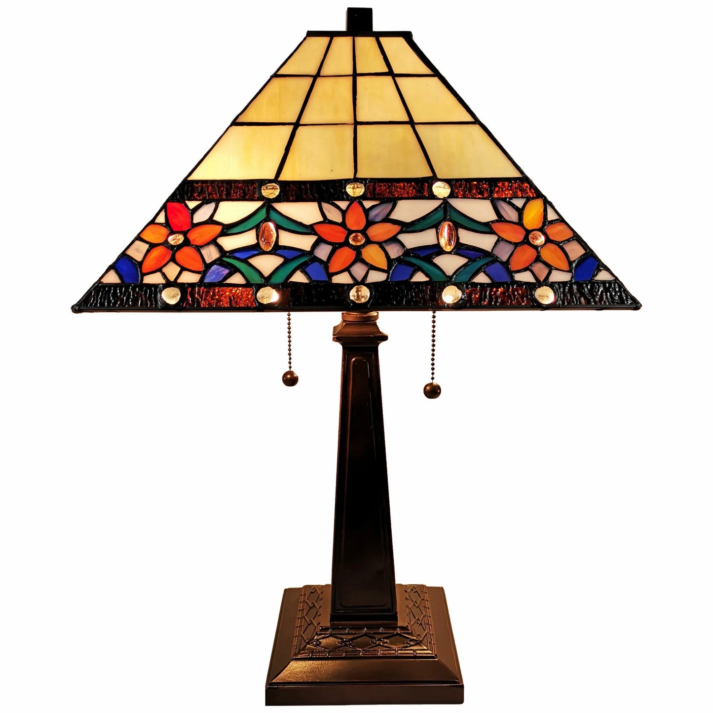 HMS 22\" Dark Brown Metal Two Light Candlestick Table Lamp with Orange Empire Shade