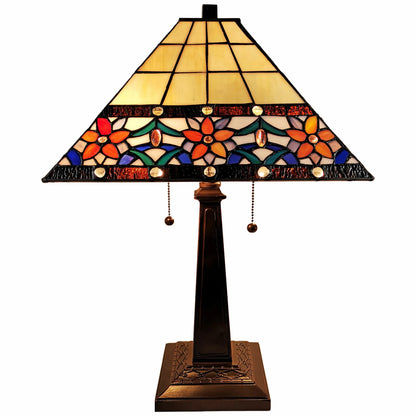 HMS 22\" Dark Brown Metal Two Light Candlestick Table Lamp with Orange Empire Shade