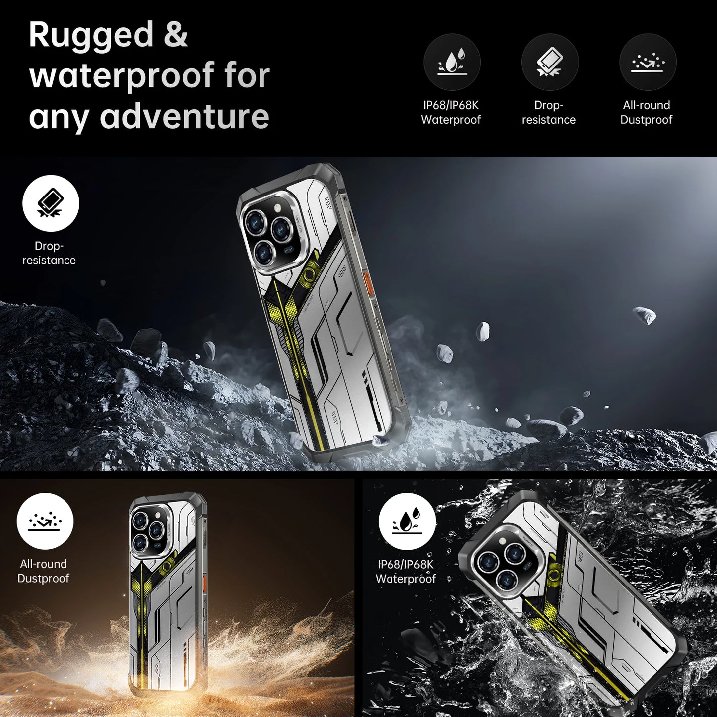 2025 New All Weather Mobile Phone With 5G Support Outdoor Use 6.99-Inch OLED Display Water and Drop Resistant 108MP Camera