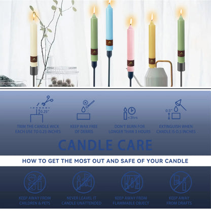 9 Inch Pillar Candle Candlesticks Unscented Dripless Dark Blue Tapered Candle Set for Halloween Thanksgiving Home Decor, 4 Pack