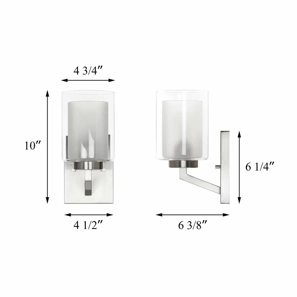 US Instock Indoor Nickel Glass Bathroom Wall Lights Modern Wall Lamp Bedroom Led Corridor Lights for Home Living Room Staircase