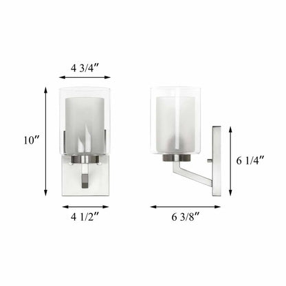 US Instock Indoor Nickel Glass Bathroom Wall Lights Modern Wall Lamp Bedroom Led Corridor Lights for Home Living Room Staircase