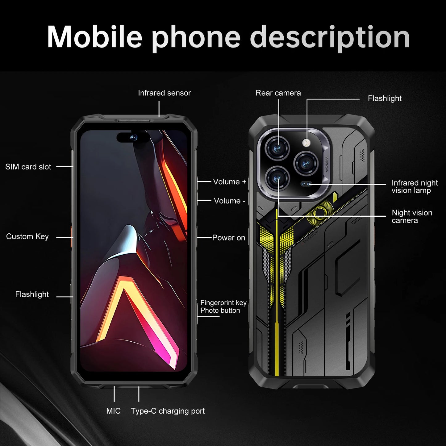 2025 New All Weather Mobile Phone With 5G Support Outdoor Use 6.99-Inch OLED Display Water and Drop Resistant 108MP Camera