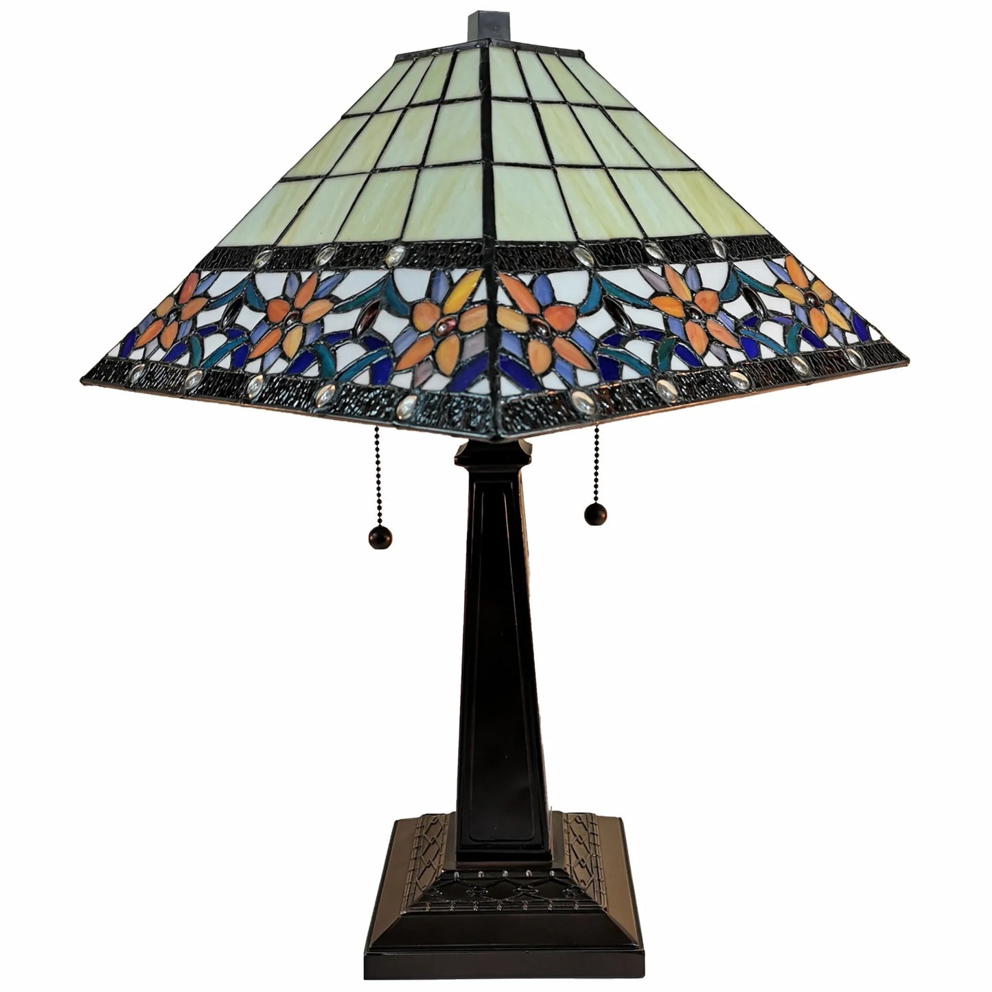 HMS 22\" Dark Brown Metal Two Light Candlestick Table Lamp with Orange Empire Shade