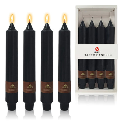 9 Inch Pillar Candle Candlesticks Unscented Dripless Dark Blue Tapered Candle Set for Halloween Thanksgiving Home Decor, 4 Pack