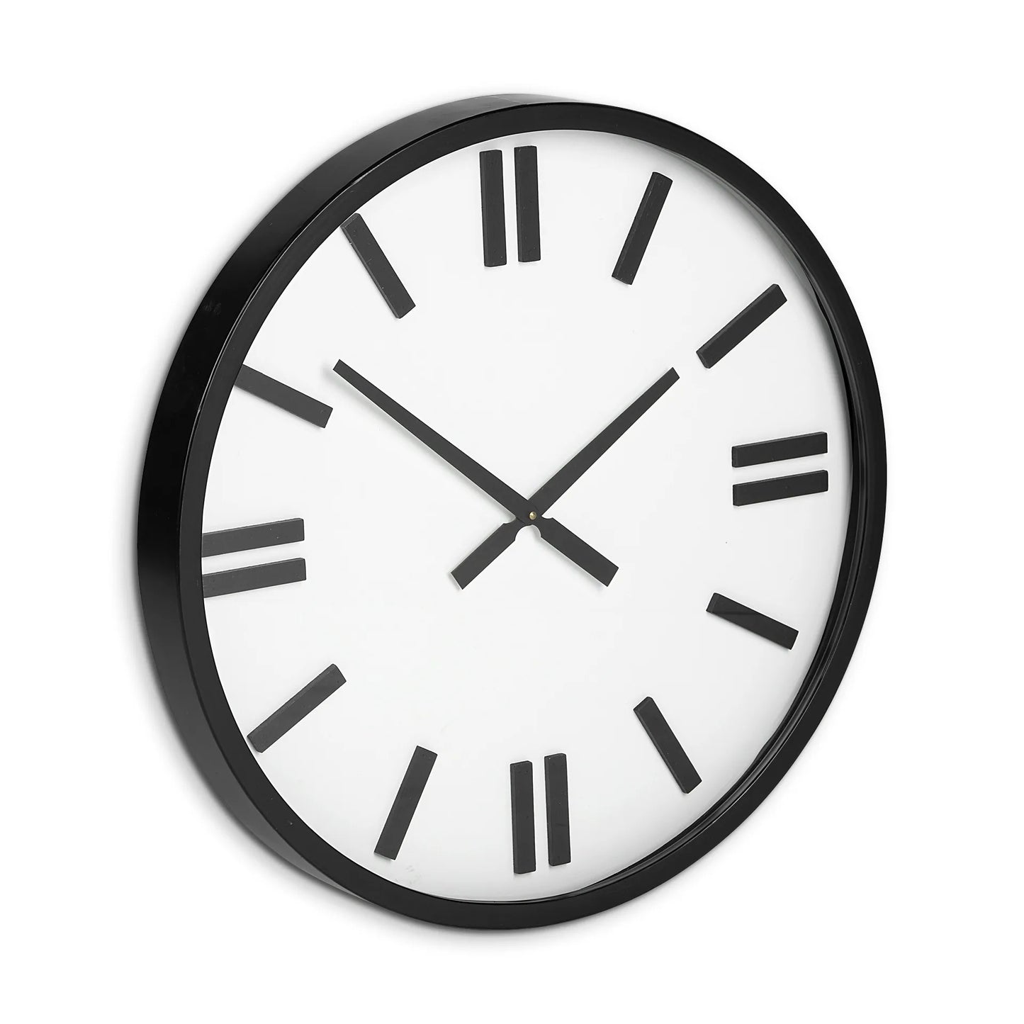 HMS 24\" Modern Decorative Wall Clock Large Display Round White Face with Non-Numerical 3D Numbers