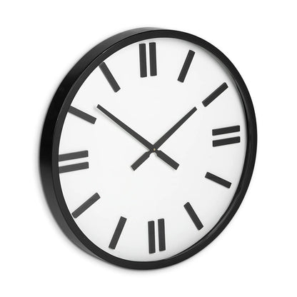 HMS 24\" Modern Decorative Wall Clock Large Display Round White Face with Non-Numerical 3D Numbers