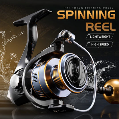 Rooblinos HM 5.2:1 Hand Spinning Reel Aluminium Hand Wheel Plastic Body Anti-Reverse System Interchangeable River/Stream