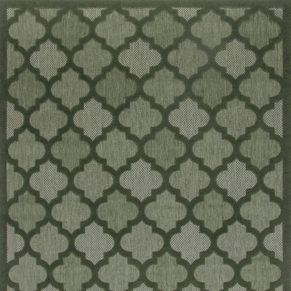 HMS 8' X 10' Dark Green and Light Green Trellis Indoor/Outdoor Area Rug