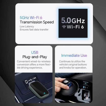 2025 NEW 2 In 1 Wireless Carplay AI Box Android Auto Plug And Play Applicable To Convert Original Car Wired Carplay To Wireless