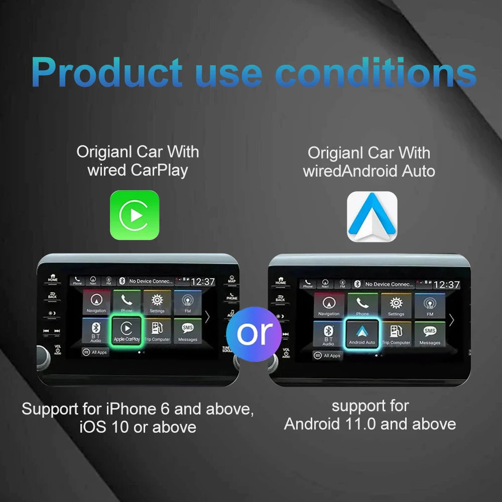 2025 NEW 2 In 1 Wireless Carplay AI Box Android Auto Plug And Play Applicable To Convert Original Car Wired Carplay To Wireless
