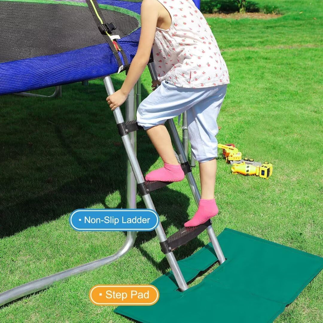 1800LBS Capacity No-Gap Design 16 15 14 12 10FT Trampoline with Safety Enclosure Net and Non-Slip Ladder 10-Year Quality Assurance Perfect for Kids Family Outdoor Backyard Fun