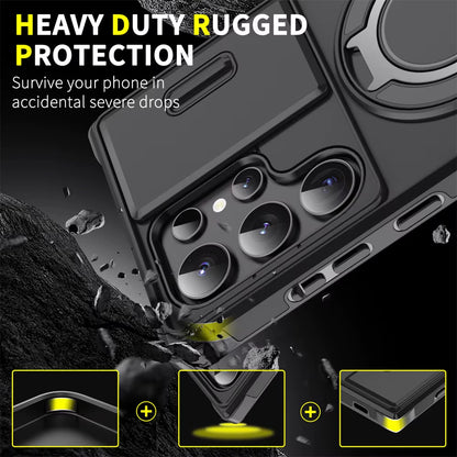 Slide Camera Protection Magnetic Stand Phone Case for Samsung S25 Edge S24 S23 plus S21 S22 Ultra FE A54 A15 A14 A05 A05S Cover