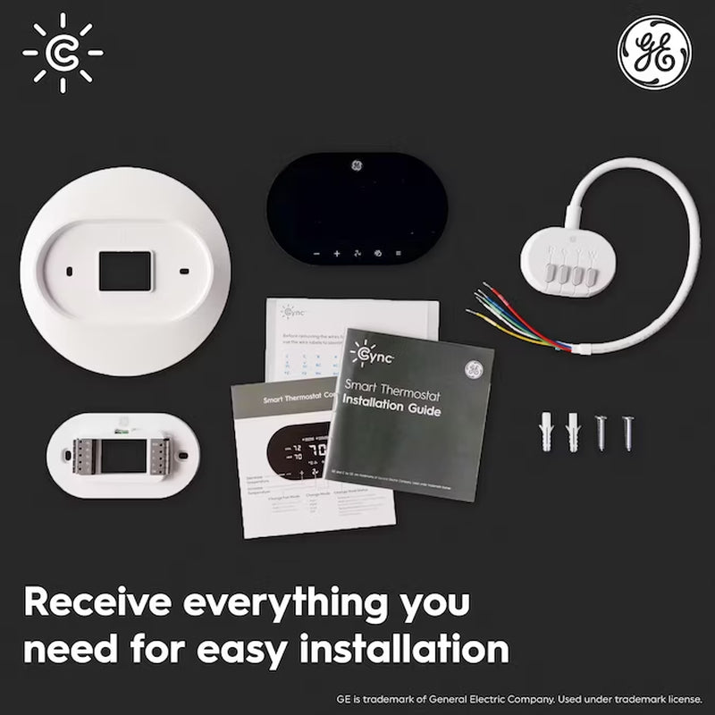 Black Smart Compatible Thermostat with Wi-Fi Compatibility
